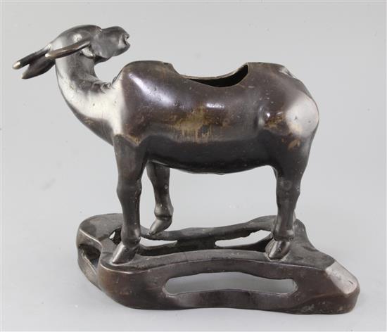 A Chinese bronze buffalo bronze censer, Ming dynasty, length approx. 35.5cm, cover lacking